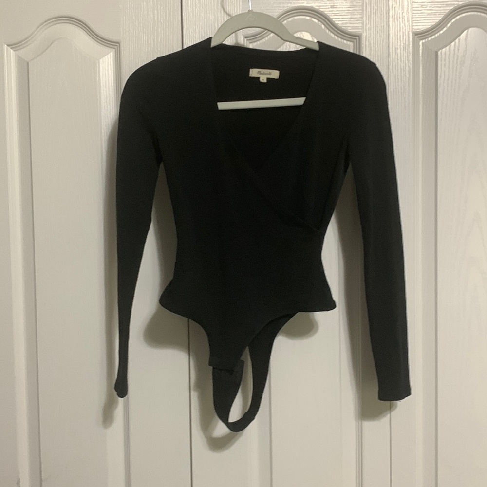 Madewell Wrap Thong Bodysuit Black Size XS